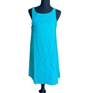 Vineyard Vines Aqua Blue Linen Sleeveless Shift Dress Size 6